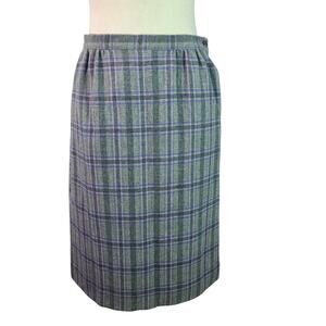 Pendleton Blue Gray Wool Plaid Lined Vintage USA Skirt  10